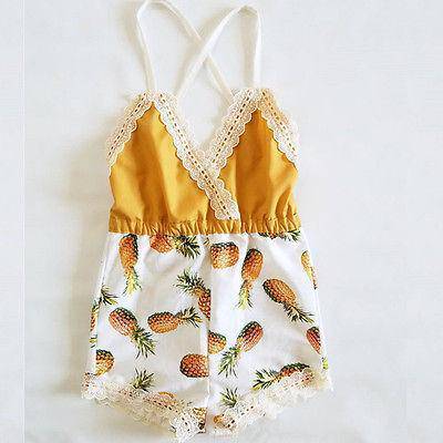 Kid Baby Girls Strap Pineapple Romper