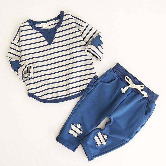 Kid Boys Sport suits Bowtie Shirt Pants Outfit Blue