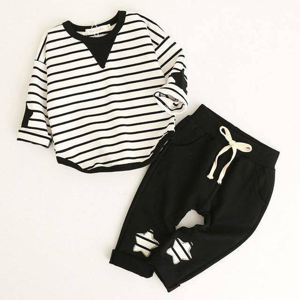 Kid Boys Sport suits Bowtie Shirt Pants Outfit Black