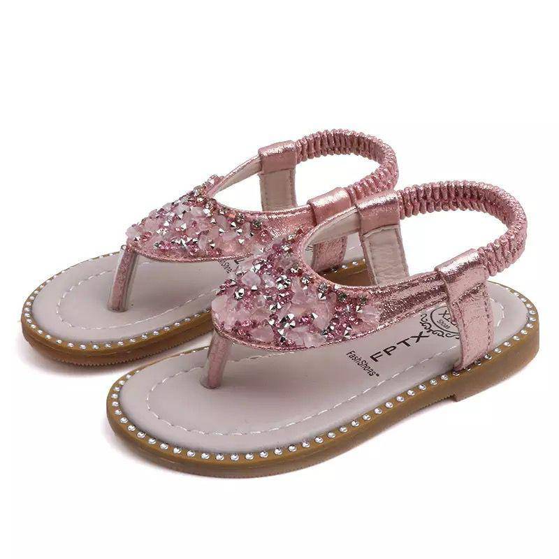 Kid Girls Flip Flop Crystal Sandals Shoes Pink