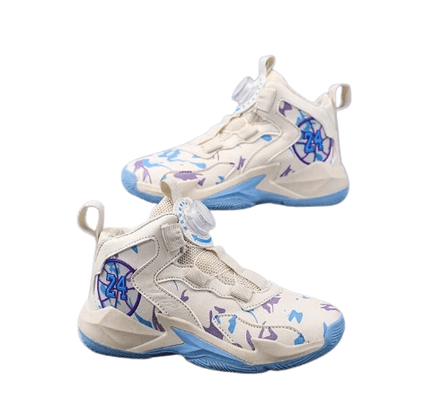 Kids Sneakers Non-slip Basketball Rotary Buttons Sports Shoes Beige