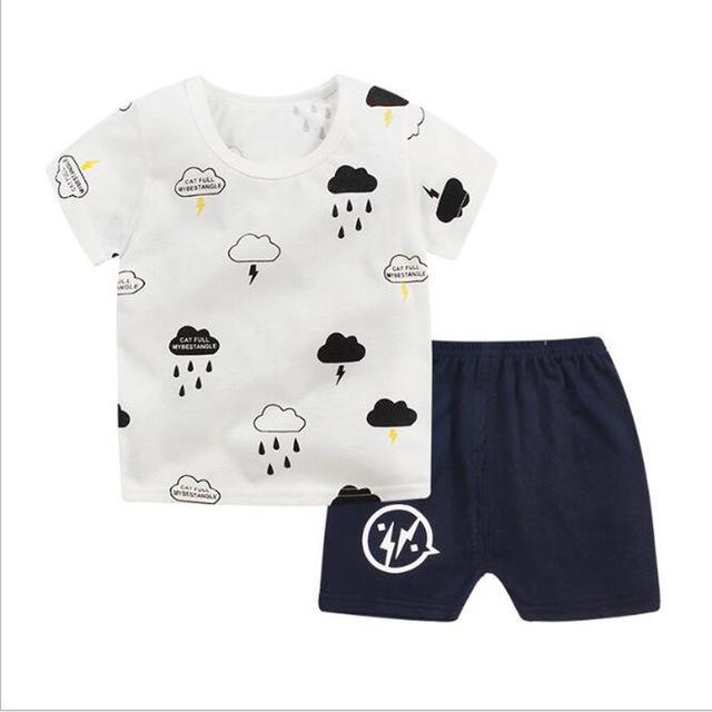 Summer Kid Baby Boys Tops T Shirt Animal Shorts Clothes White Black