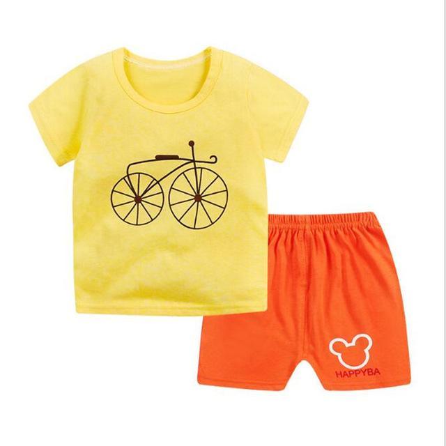 Summer Kid Baby Boys Tops T Shirt Animal Shorts Clothes Yellow Orange