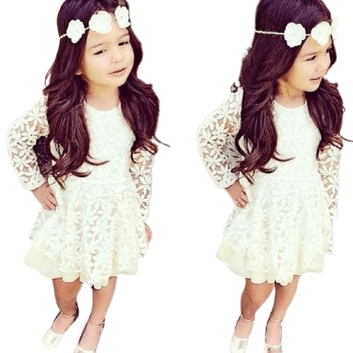 Kids Baby Girls Flower White Lace Dress White
