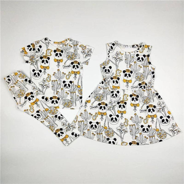 Kids Boy Girl Print Panda Dress T Shirt Pants