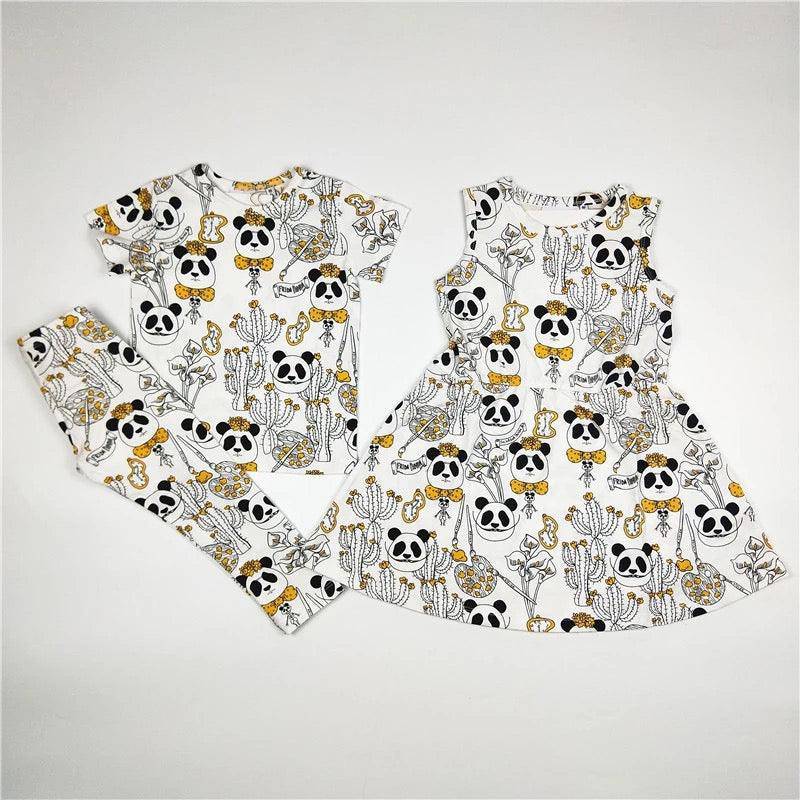 Kids Boy Girl Print Panda Dress T Shirt Pants