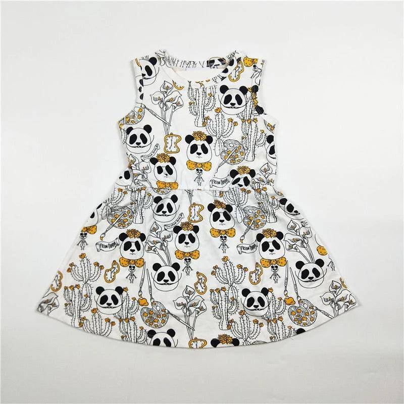 Kids Boy Girl Print Panda Dress T Shirt Pants Dress Gray