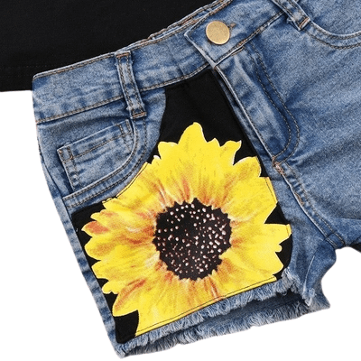 Kids Girl Sleeveless Vest Tops Sunflower Be Kind Be Sweet Short Pants