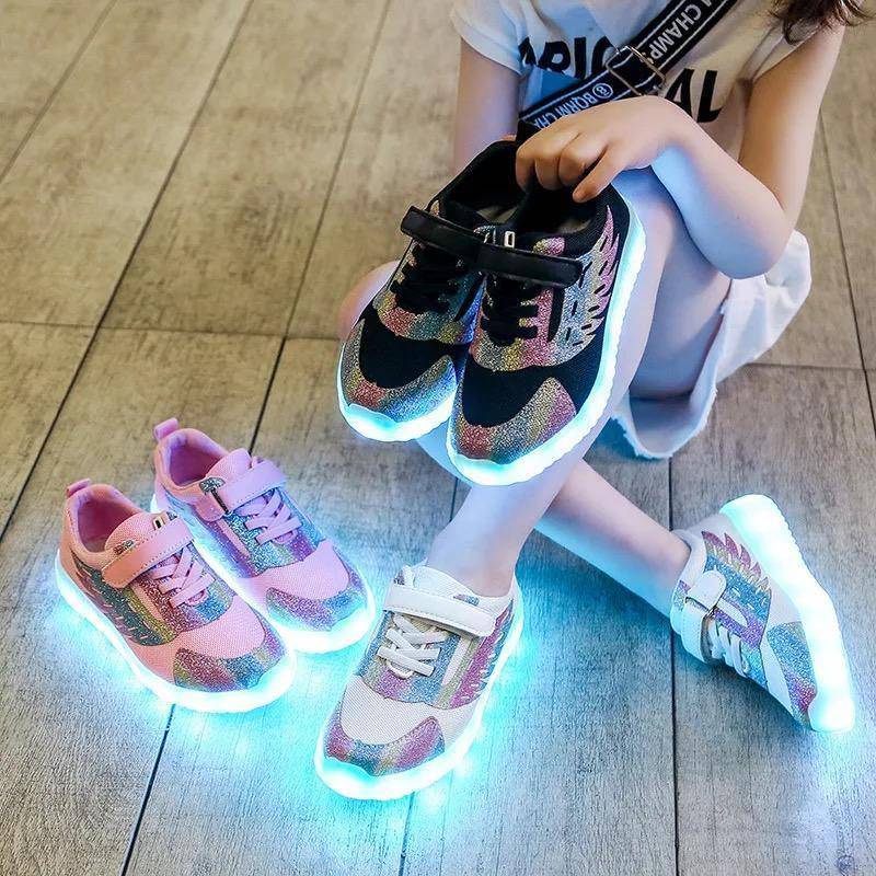 Children Led Light Up USB Charge Sneakers Shoes
