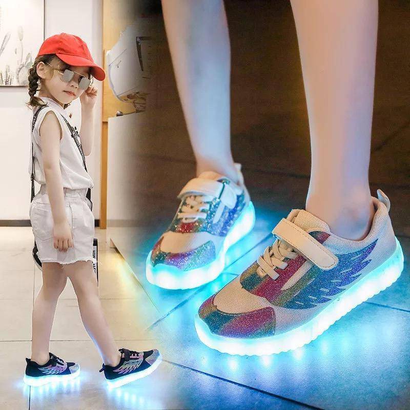 Children Led Light Up USB Charge Sneakers Shoes