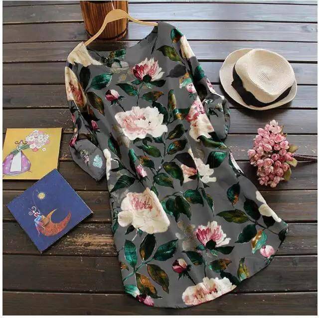 Long Sleeve Beach Round Neck Loose Short Dress Gray