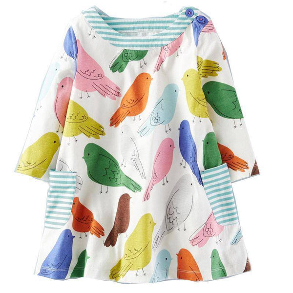 Long Sleeve Princess Animal Flower Tunic Jersey Dress
