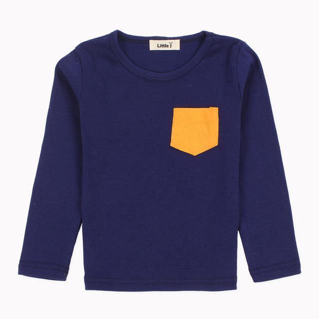Long Sleeve T Shirt Candy O Neck Tee Tops Boy Girl Clothes Blue
