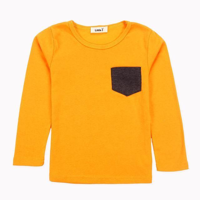 Long Sleeve T Shirt Candy O Neck Tee Tops Boy Girl Clothes Yellow