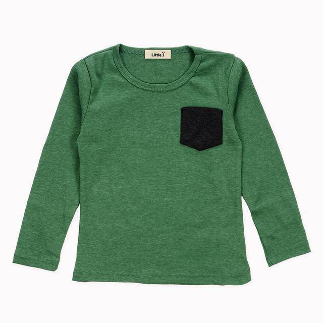 Long Sleeve T Shirt Candy O Neck Tee Tops Boy Girl Clothes Green