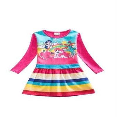 Floral Long Sleeve Girls Novelty Dress Pink Blue Yellow