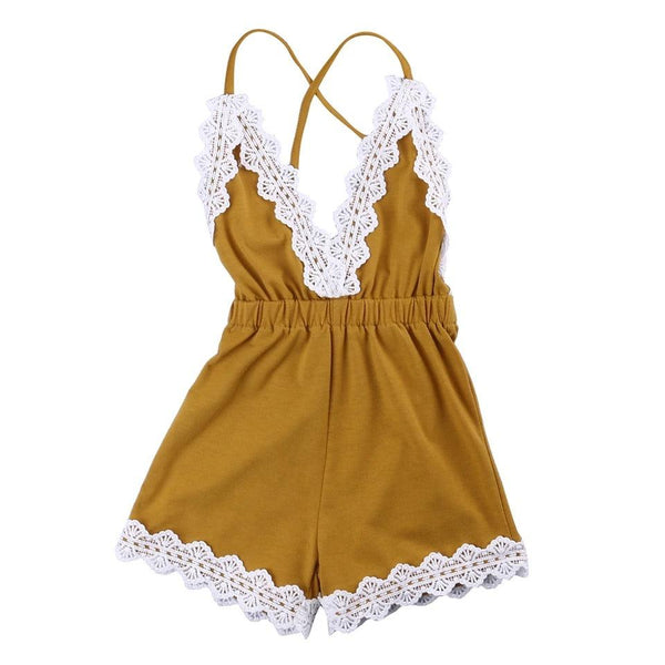 Lovely Baby Girls Romper Sleeveless Jumpsuit Outfit Yellow