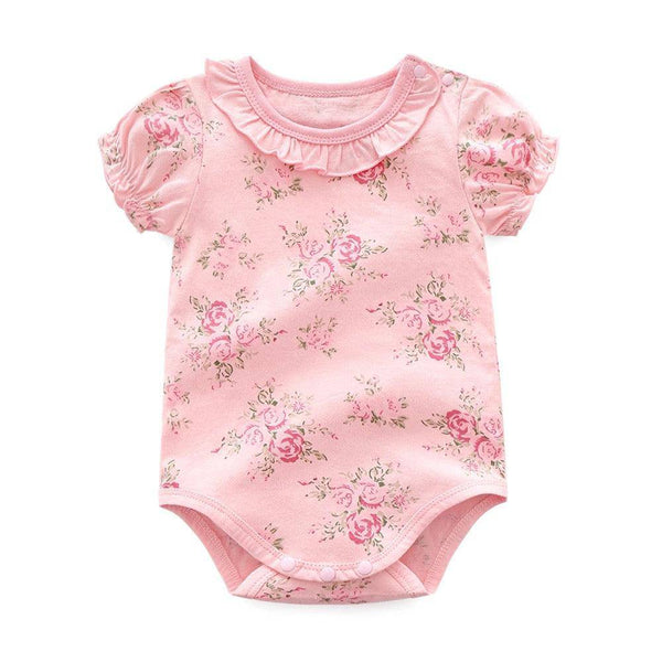 Lovely Girls Flower Printed Jumpsuit Clothes Pink