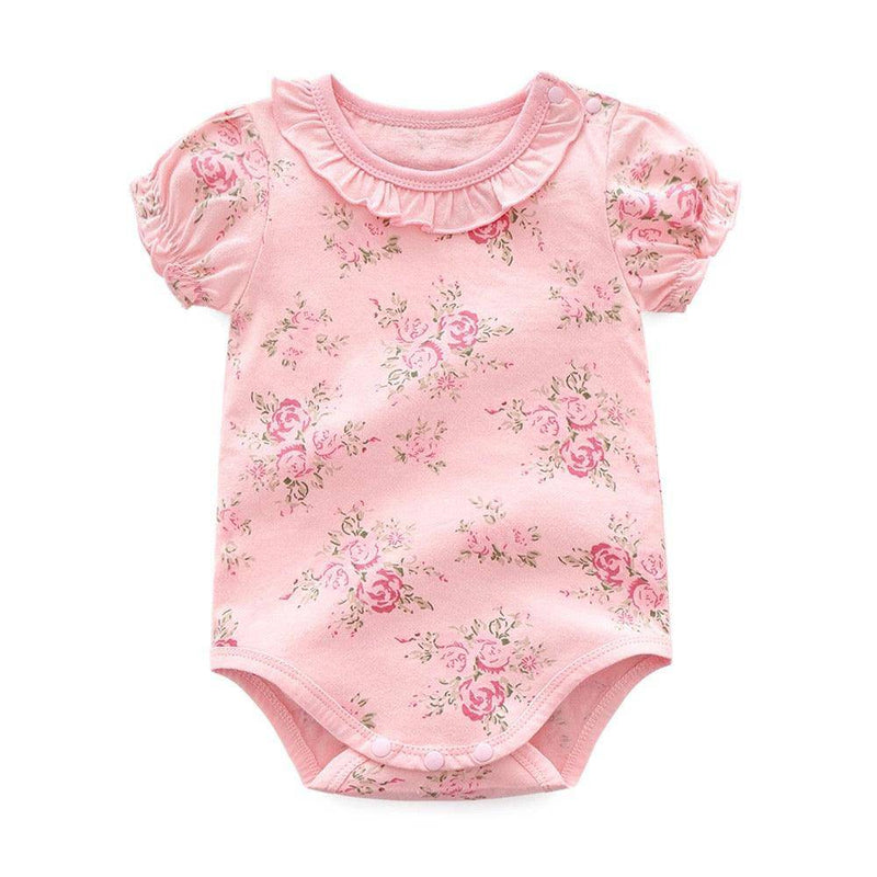 Lovely Girls Flower Printed Jumpsuit Clothes Pink
