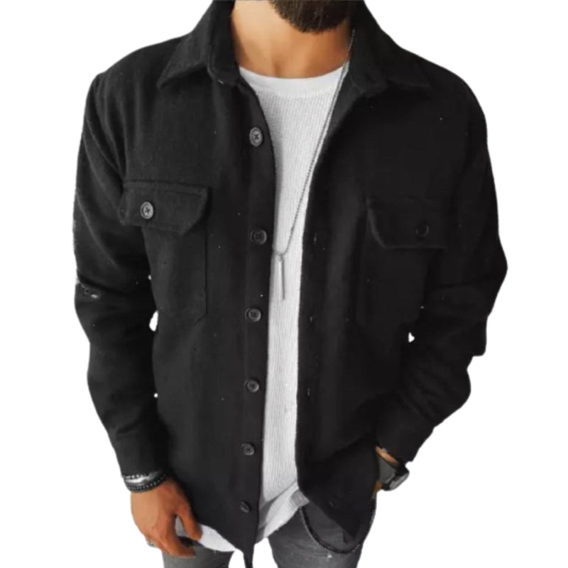 Men's Casual Plaid 2021 Long Sleeve Single-Breasted Shirt Black