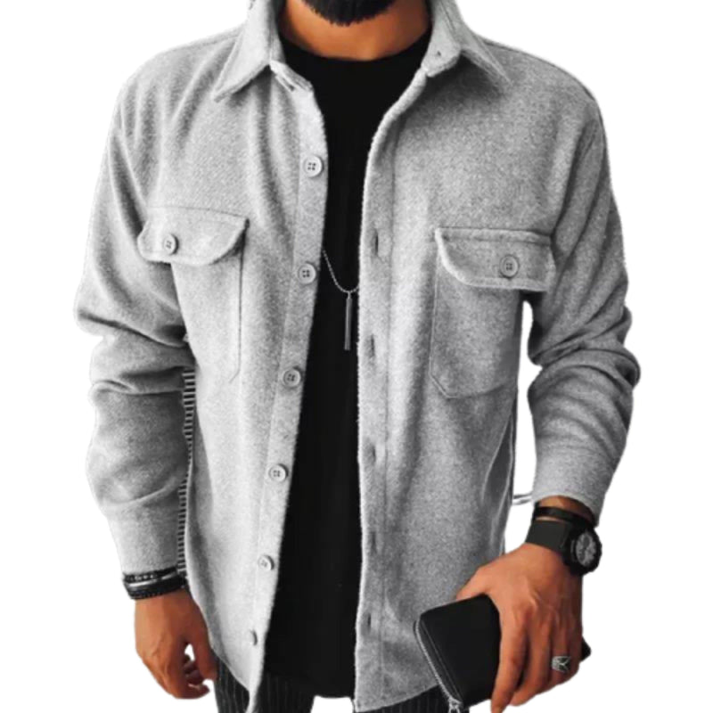 Men's Casual Plaid 2021 Long Sleeve Single-Breasted Shirt Gray