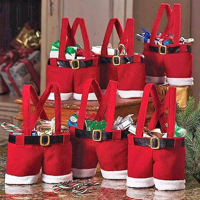 Merry Christmas Santa Gift Bags Wool Fabric