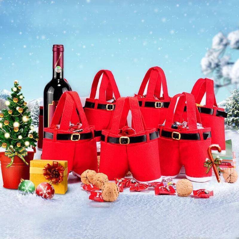 Merry Christmas Santa Gift Bags Wool Fabric