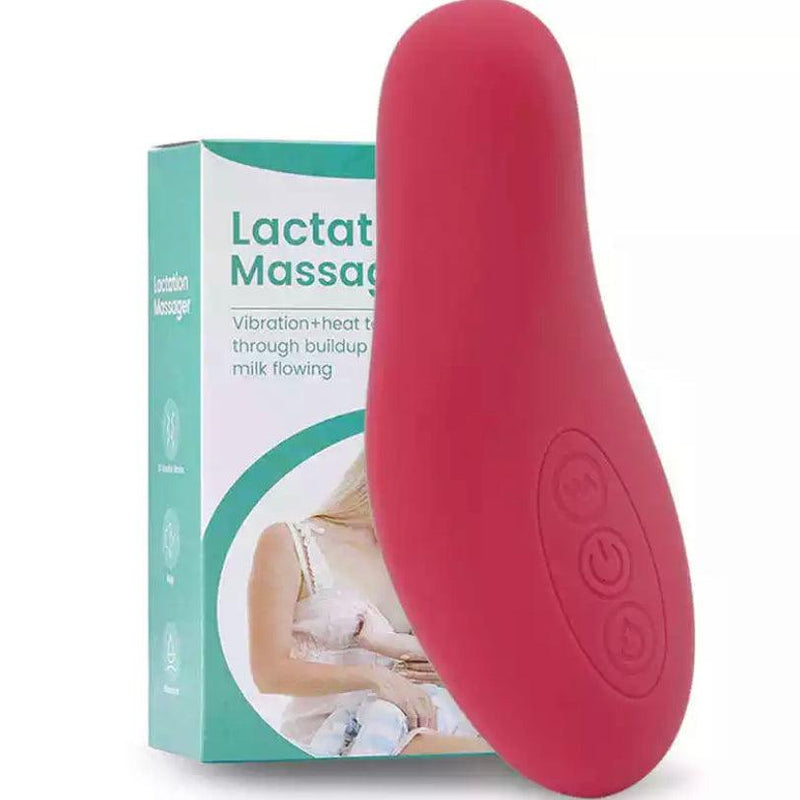 Mothers Baby Lactation Breastfeeding Vibration Massager Red