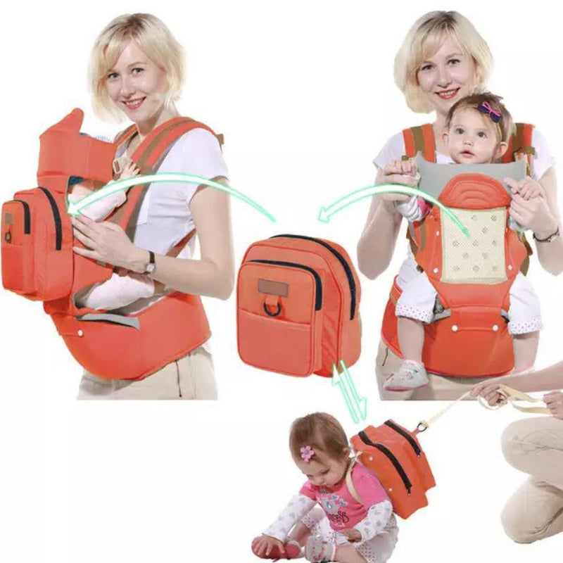 Multifunctional Baby Sling Ergonomic Backpack Carrier Orange