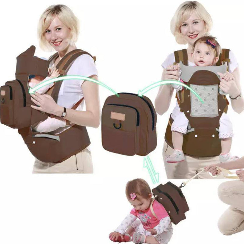 Multifunctional Baby Sling Ergonomic Backpack Carrier Coffee