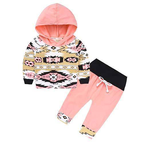 New Baby Unisex Long Sleeve Hooded Tops Floral pants Orange Black