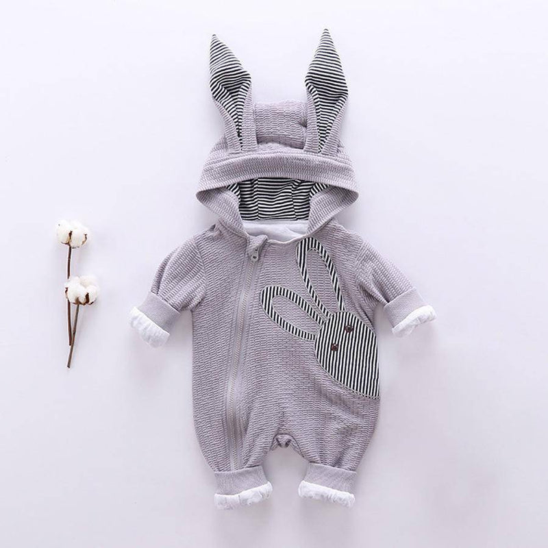 New Baby Unisex Rabbit Hooded Jumpsuit Clothes