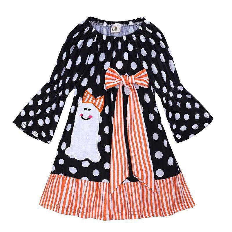 New Girl Polka Dot Pumpkin Halloween Dress Costume Black Pink