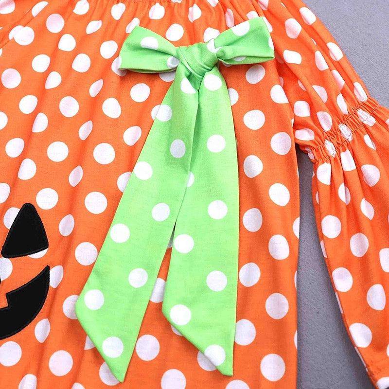 New Girl Polka Dot Pumpkin Halloween Dress Costume