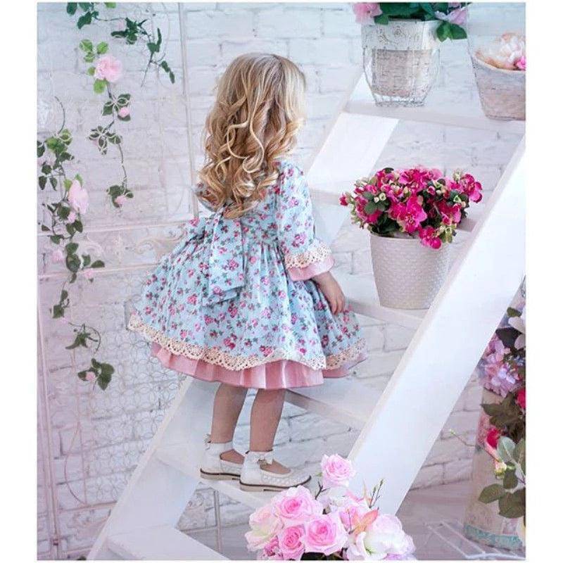 New Princess Floral Bowknot Ruffles Dress