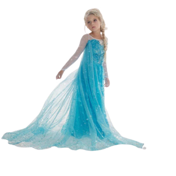 New Princess Elsa Anna Cosplay Costume Dresses Blue