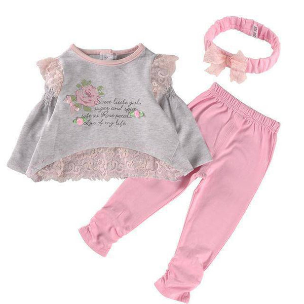New Spring Long Sleeve Baby Girl Outfit Clothes Pink
