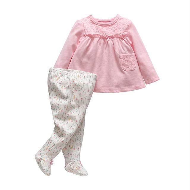 New Tender Flower Baby Girls Suit Pant Beige 1 12M