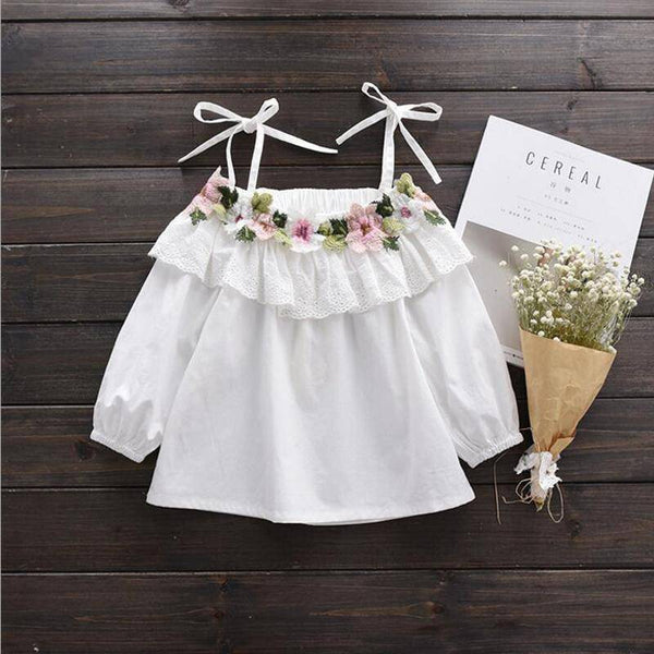 New White T Shirt Kids Top Toddler Summer Blouse Clothes