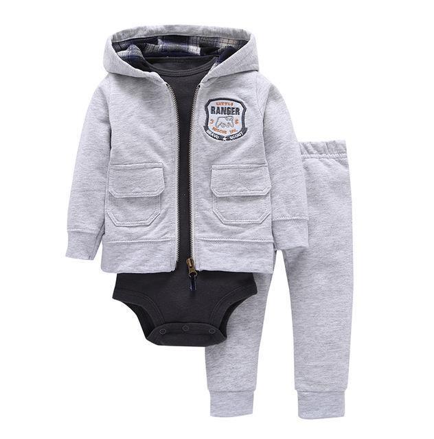 New baby boy girl stripes pink pant+white romper clothes Grey Black
