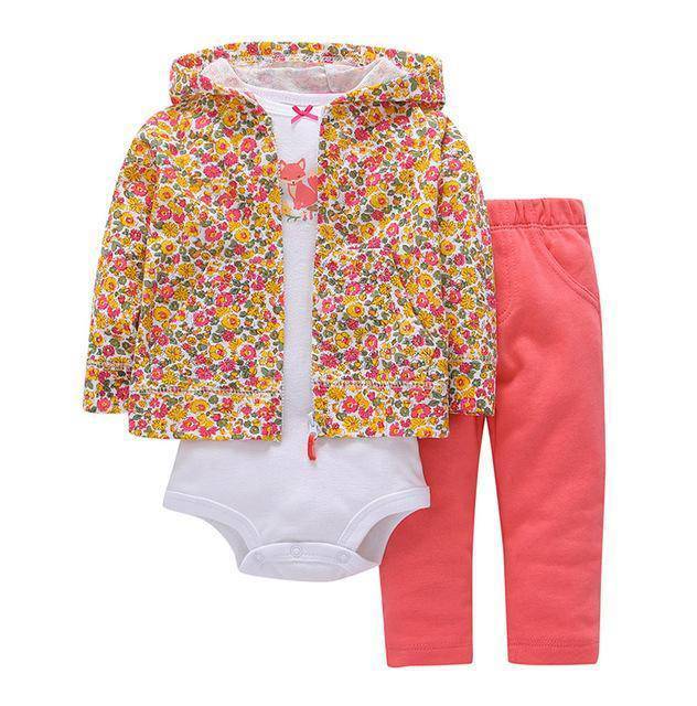New baby boy girl stripes pink pant+white romper clothes Orange