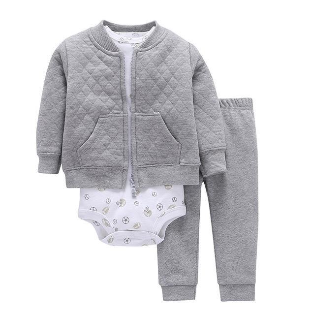 New baby boy girl stripes pink pant+white romper clothes Grey White