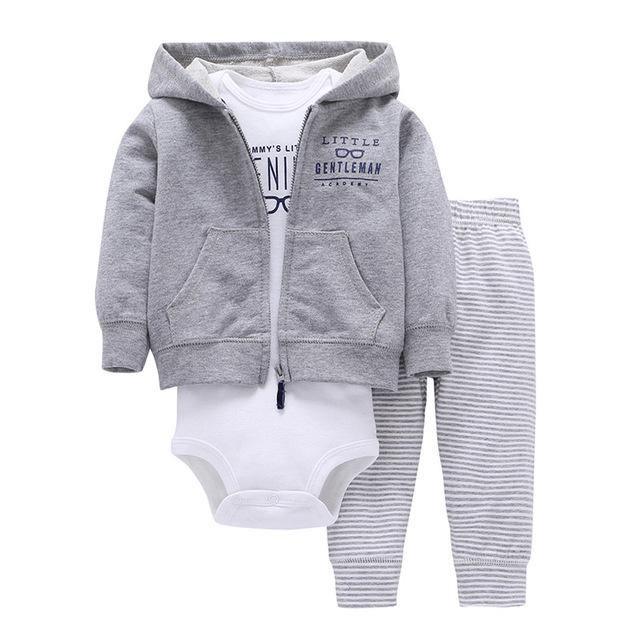 New baby boy girl stripes pink pant+white romper clothes Grey