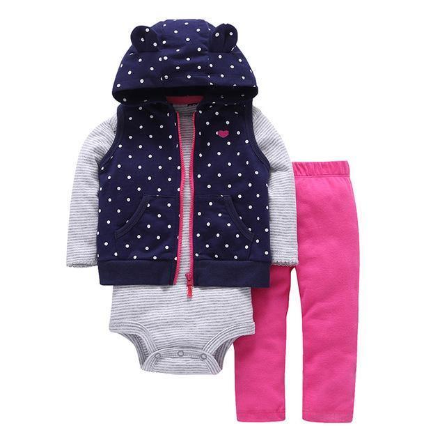 New baby boy girl stripes pink pant+white romper clothes