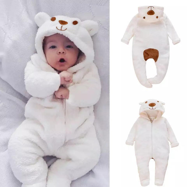 Newborn Baby Bear Hoodies Zipper Romper