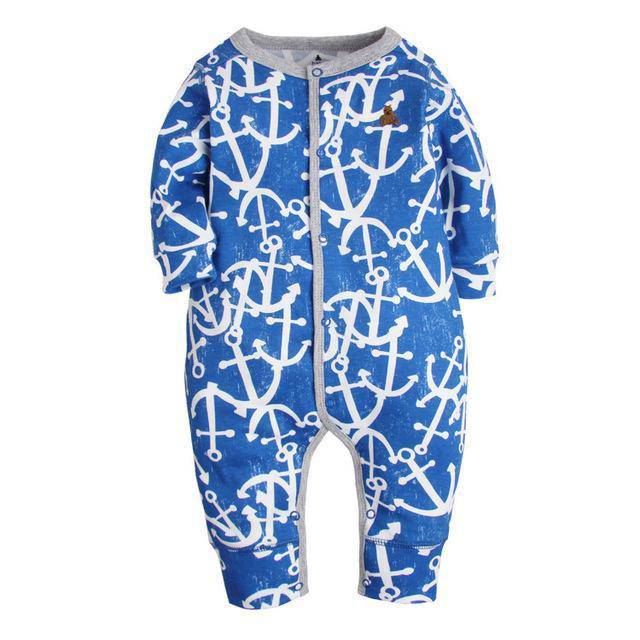 Newborn Baby Boy Girl Cartoon Car Romper Dark Blue