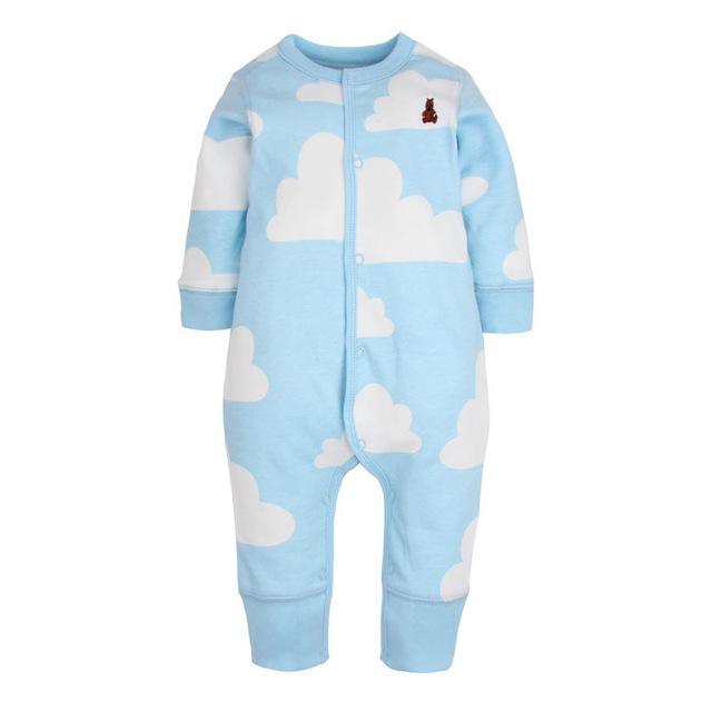 Newborn Baby Boy Girl Cartoon Car Romper Sky Blue