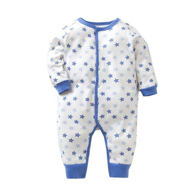Newborn Baby Boy Girl Cartoon Car Romper Sky Blue White