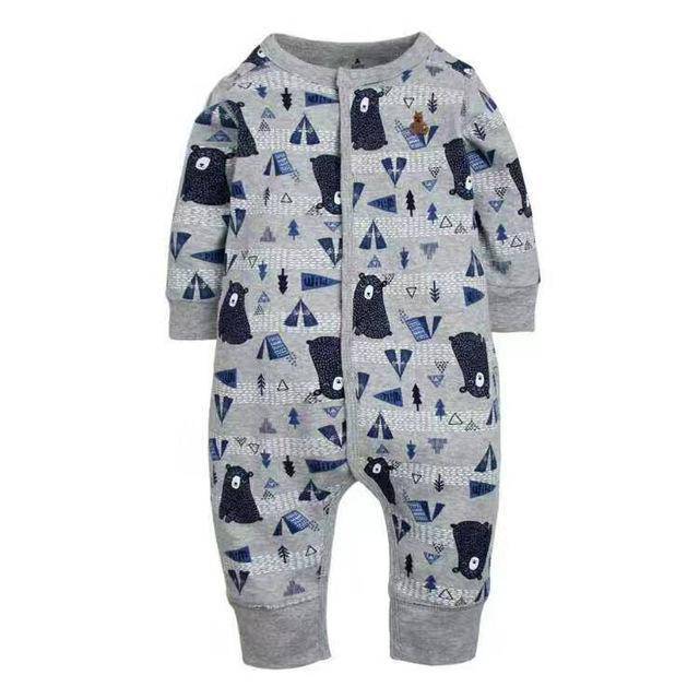 Newborn Baby Boy Girl Cartoon Car Romper Grey Black
