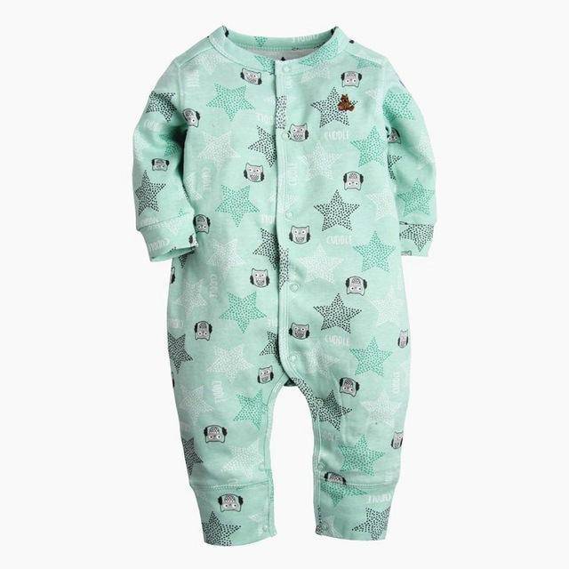Newborn Baby Boy Girl Cartoon Car Romper Green